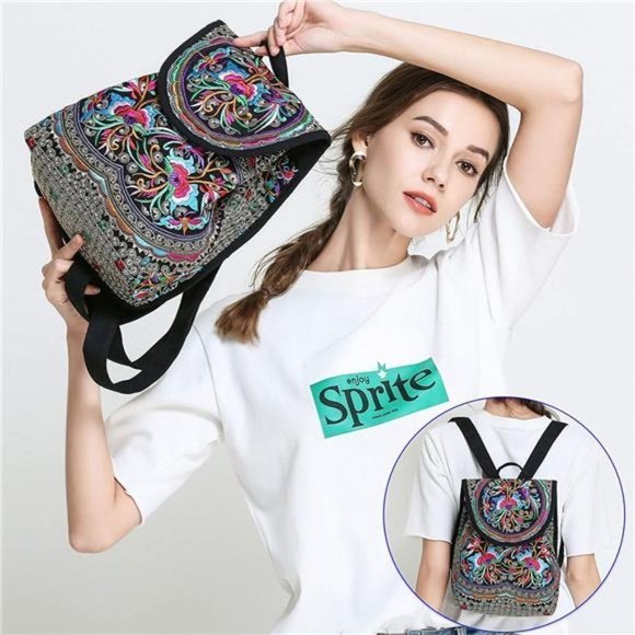 Embroidered Womens Backpack Purse main image 4